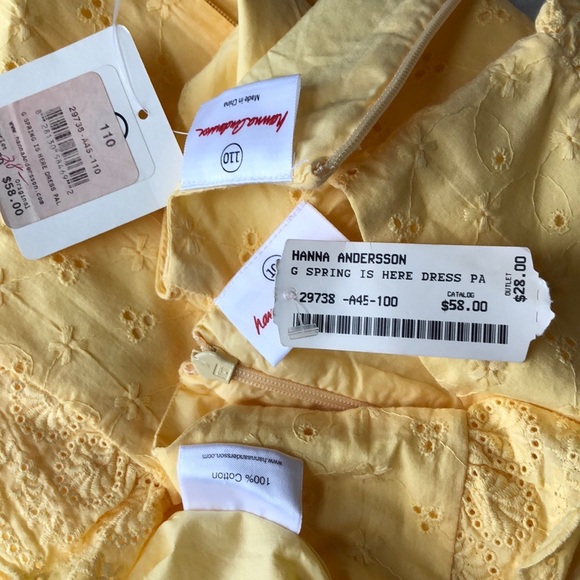 Hanna Andersson Yellow Eyelet Cotton Sundress Spring Dress Size 110cm 4-6Yrs - Picture 10 of 15